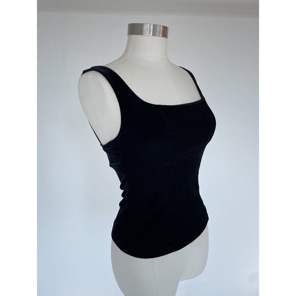 Vintage 90's Black Velvet Tank Top / Sleeveless / Goth / Grunge / Bodycon - Picture 1 of 7